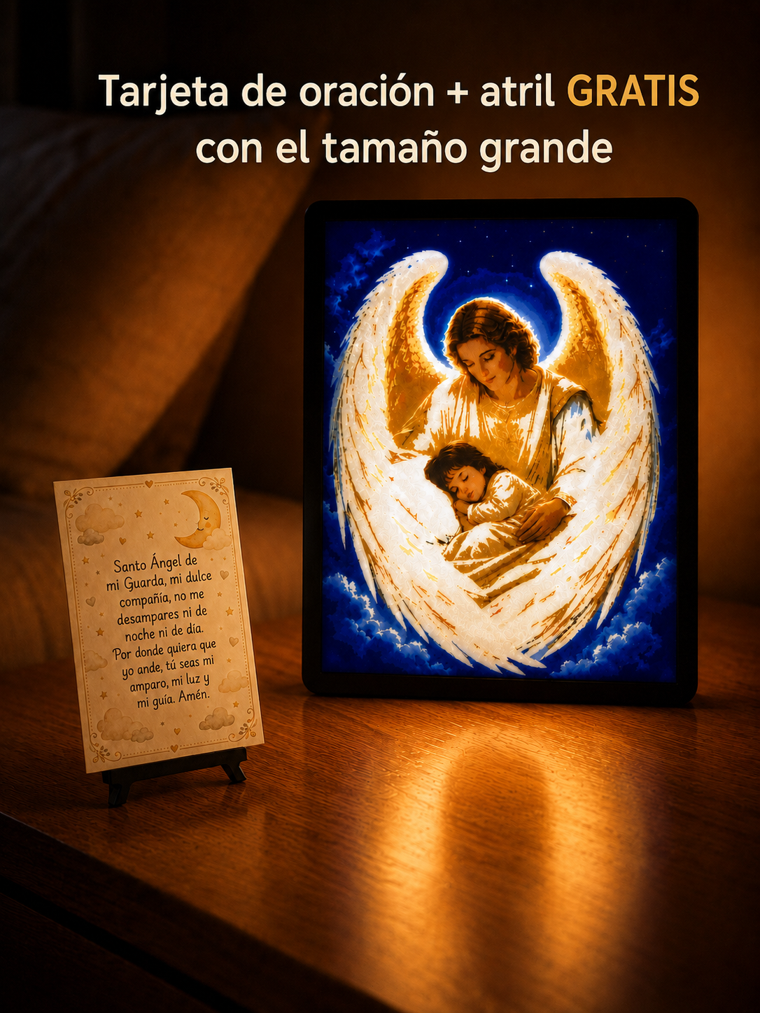 Duerme sin miedo — Lámpara del Ángel de la Guarda para Niña